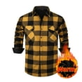 thumbnail image 3 of ZCFZJW Mens Flannel Shirt Fall Winter Thick Warm Long Sleeve Soft Smooth Plaid Shirts Casual Button Down with Pocket Regular Fit Work Tops Yellow XXL, 3 of 9