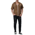 thumbnail image 2 of INSPIRE CHIC Men's Short Sleeve Hoodies Solid Color Zip Up Jackets with Hood M Brown, 2 of 7