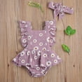 thumbnail image 7 of Douhoow 0-24M Newborn Girls Ruffle Floral Romper Backcross Jumpsuit +Headband Baby Sunsuit, 7 of 7