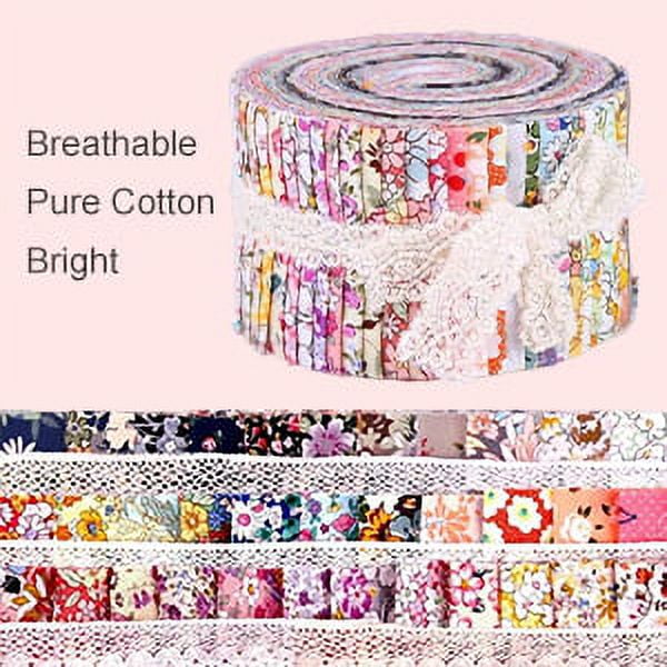 36 Pieces Jelly Fabric Roll 2.5 Inch Roll up Fabric Quilting Strips Floral  Printed Craft Fabric Bundle Precut Patchwork with Assorted Patterns, Pure  Color 