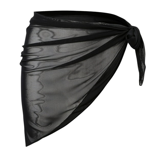 Gibobby faldas para niña Sheer Wrap Knot Cover Up falda sin Bikini Beach Wrap Bikini Shiny Wraps Cover Ups para traje de baño(Negro, Talla única)