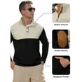 thumbnail image 4 of APTRO Men's Corduroy Elbow Pad Sweatshirt Casual Long Sleeve Stand Collar Button Pullover Sweatshirts with Pockets Black&White XL, 4 of 8