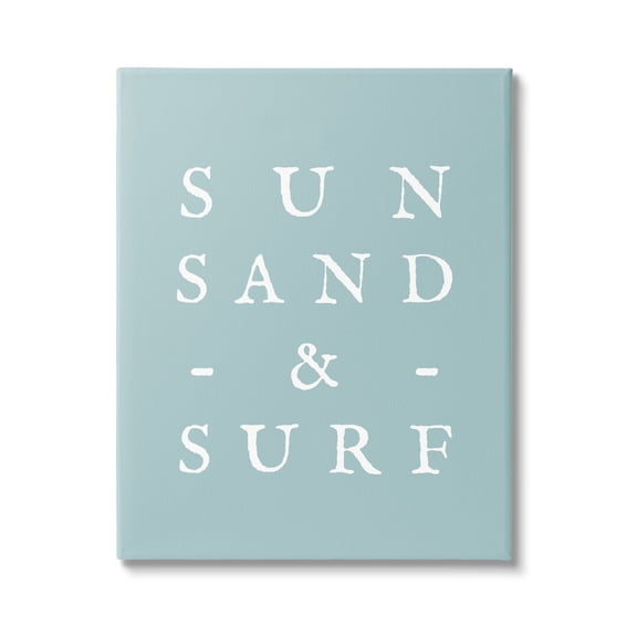 Stupell Industries Sun Sand & Surf Phrase Inspirational Painting Gallery Wrapped Canvas Art Print Wall Art, 16 x 20