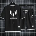 thumbnail image 5 of Traje deportivo de dos piezas para hombre, cómodo y transpirable, para correr, baloncesto, entrenamiento, manga corta, informal, tallas M a 3XL, 5 of 5