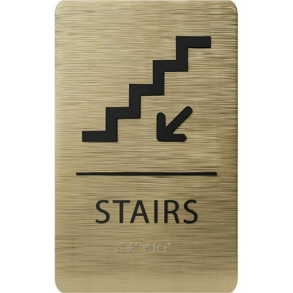 ADA CENTRAL SIGNS - 6" X9" Stairs Sign - ADA Compliant Tactile Graphics Grade 2 Braille Text Wall Sign | Fire Safety Emergency Exits, Stairwell Signs for Malls, Offices, Schools, and Restaurants