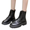 thumbnail image 3 of NECHOLOGY Botas Mujer Zapatos Botines para mujer Botines de de otoño e invierno para mujer, suela gruesa, tacón bajo, antideslizante, punta redonda, con cordones, estilo informal (Black, 7.5), 3 of 7