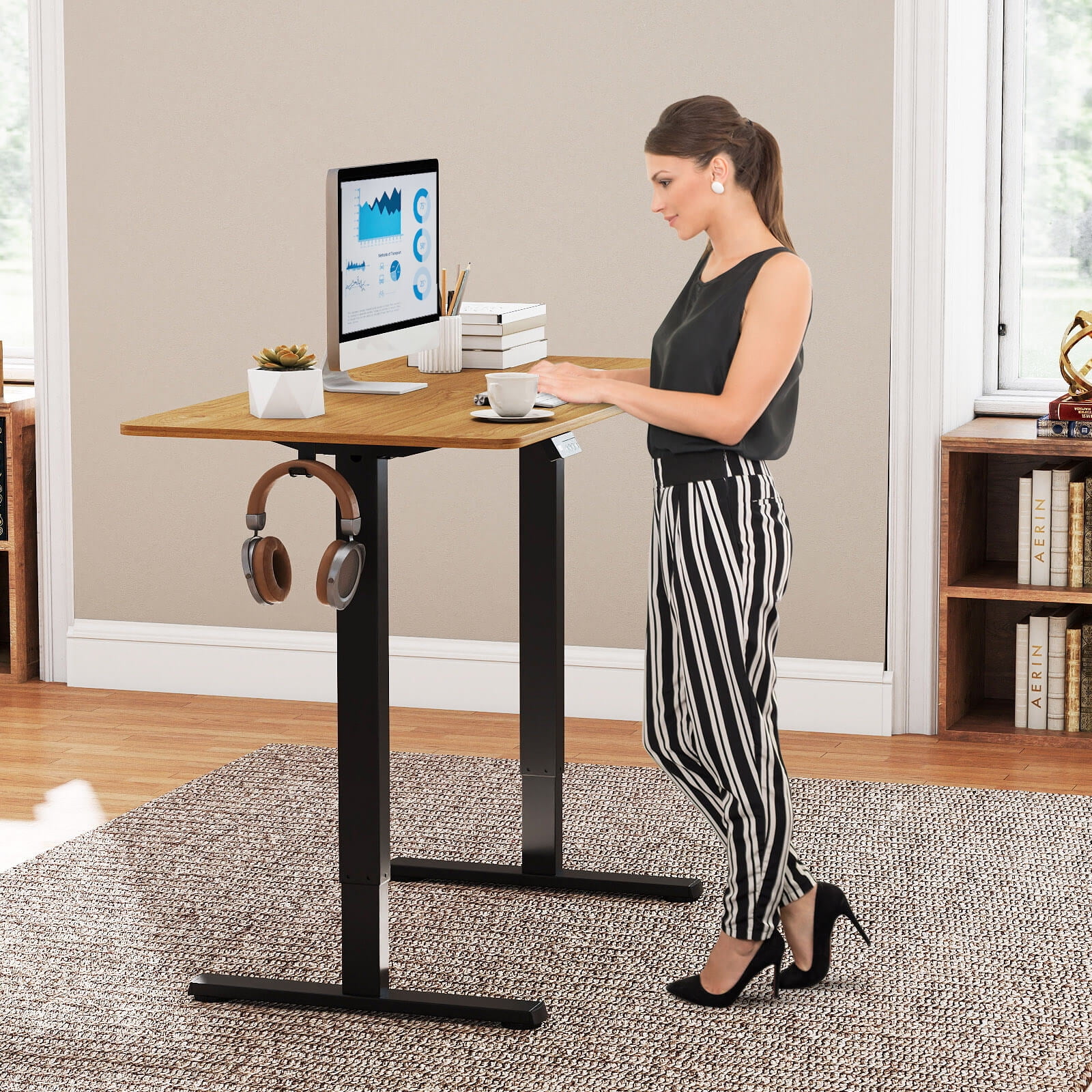 Costway Electric Standing Desk Frame with LED Display Memory Positions for 40”-48” Desktop Black