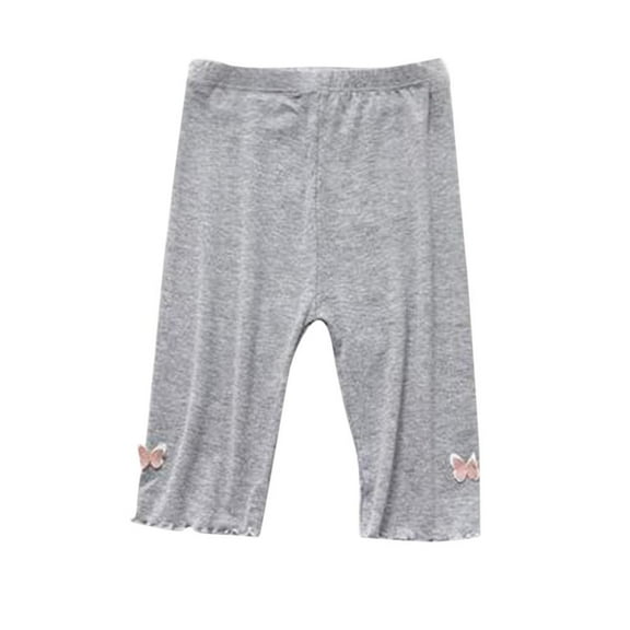 Bxsruta Toddler Girl Shorts, Child's Summer Girls Baby Leggings Quarter Pants Casual Pants Elastic Pants Shorts for Small and Medium-Sized Shildren's Outerwear Pants, Gray 1 Years