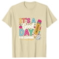 thumbnail image 5 of Women's Graphic Short Sleeve Teacher T-Shirt First Day of School Teacher Shirt Women Teacher Life T-Shirt Back to School Teachers Appreciation Gift Tee Top Beige,L, 5 of 7