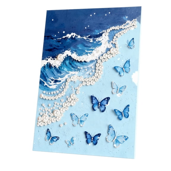 Diamond Art Pearl Painting Kits for Adults, Ocean Waves Diamond Art Kits for Beginners, DIY 3D Beach Seashell Plastic Pearl Painting Kit for Home Wall Decoration,C,One Size