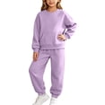 thumbnail image 2 of Gamivast 2 Piece Sweatsuit Outfit for Girl Long Sleeve Pullover Hoodie Sweatpants Tracksuit Set Casual Activewear Jogger Set Purple 12 Years, 2 of 6