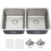 KRAUS Dex 33” Undermount 16 Gauge Stainless Steel Double Bowl Kitchen Sink