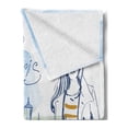 thumbnail image 2 of Paris Soft Flannel Fleece Throw Blanket, Paris Theme Eiffel Tower and Hand Drawn Vintage Picture of Girl Print, Cozy Plush for Indoor and Outdoor Use, 50" x 70", Yellow Slate Blue, by Ambesonne, 2 of 5