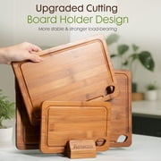 Astercook 4-Pieces Wood Cutting Board, Bamboo Chopping Board for Kitchen with Holder, Cutting Boards Set with Juice Groove and Handles, Charcuterie Board for Chopping Meat, Vegetables and Fruits