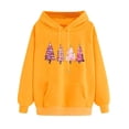 thumbnail image 2 of Women'S Christmas Hooded Cute Christmas Tree Print Sweatshirts Long Sleeved Loose Comfortable Fleece Hooded Tops Yellow XL, 2 of 5