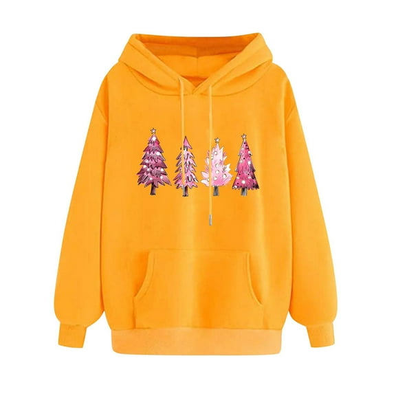 Lenpel Christmas Sweatshirts for Women Long Sleeve Drawstring Graphic Pullover Hoodies Fashion Fall Outfits