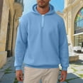 thumbnail image 2 of Taqqpue Men Oversized Hoodies Casual Solid Color Half Zip Hooded Sweatshirts Fall Winter Loose Fit Sports Plus Size Pullover Tops for Men with Pockets, 2 of 6