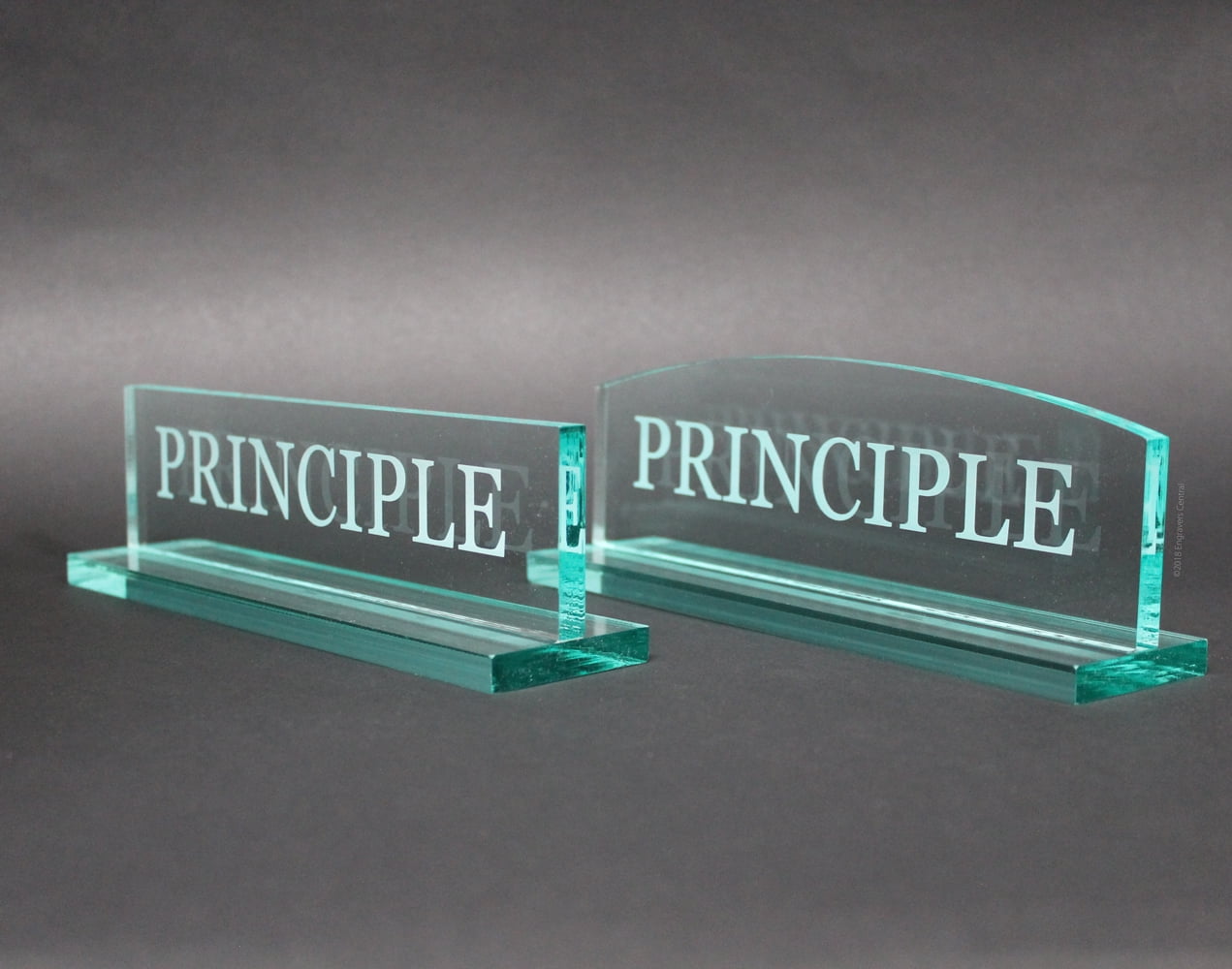 Engraved PRINCIPLE, Office Desk / Table Top Name Plate 3/8" Glasslike