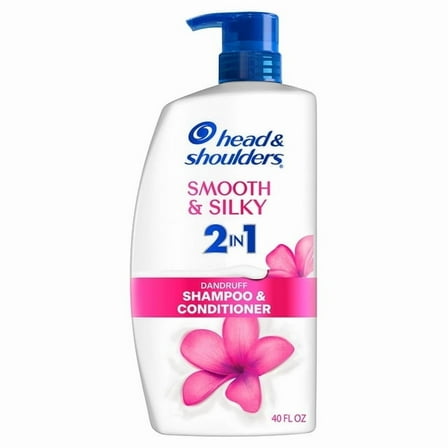 Head and Shoulders 2-in-1 Dandruff Shampoo and Conditioner, Smooth and Silky, Paraben Free, 40 oz.