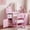 Pink, variant on Jolie Vallee Princess Makeup Desk for Little Girls, 3-in-1 Kids Vanity Set with Chair & Lighted Mirror, Toddler Pretend Play Dressing Table with Bookshelf & Storage Cabinet, White