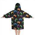 thumbnail image 2 of Multicolor Controllers Games Icons Black Pattern Blanket Hoodies for Kids 6-13YR Oversize Wearable Blanket Hoodies for Boys Girls Teens, 2 of 7