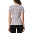 thumbnail image 3 of INSPIRE CHIC Haut en Tweed pour Femmes Col Rond Décontracté Décoration Perle Manches Courtes Blouse Abricot G, 3 of 4