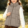 thumbnail image 7 of vokkrv Kids Waistcoat Sleeveless Zip Vest Jacket, Mid Size Children Warm Outerwear, Wind Resistant Casual Layering Coat for Boys Girls Winter Daily Wear Khaki 9-10 Years, 7 of 7
