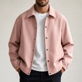 thumbnail image 2 of FRSASU Men's Casual Coach Jacket Snap Button Closure Collared Loose Fit Lightweight Windbreaker Outerwear Pink, 2 of 6