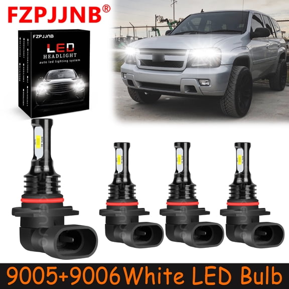 FZPJJNB for Chevy Trailblazer 2002-2009 White Led Headlights Bulb High Low Beam,9005 9006,HKB,C16