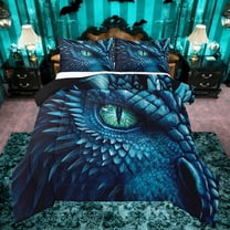 Castle Fairy Blue Dragon Twin Comforter Sets,Abstract Wildlife Bedding Set
