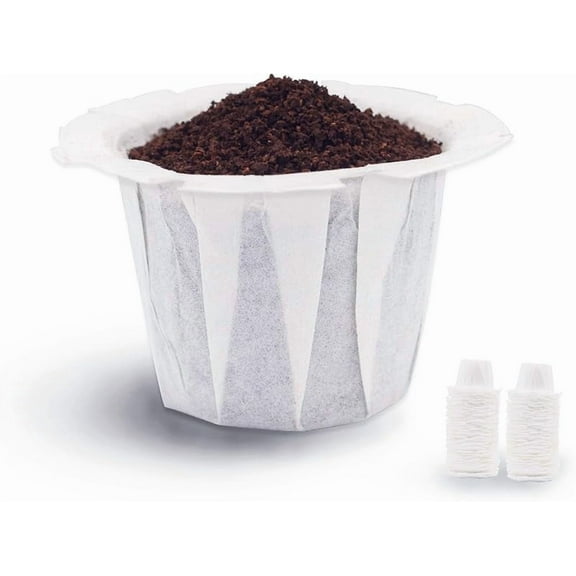 Disposable Coffee Filters, 100 Counts Coffee Filter Paper for Keurig Brewers Single Serve 1.0 and 2.0, Compatible with Reusable K Cup Filter, White