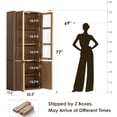 thumbnail image 7 of Hvoonc 77" Tall Fluted Accent Cabinet with Glass Doors, Oak Storage Cabinet with Faux Marble Top and Adjustable Shelves for Living Room Bedroom Dining Room Office, 7 of 7