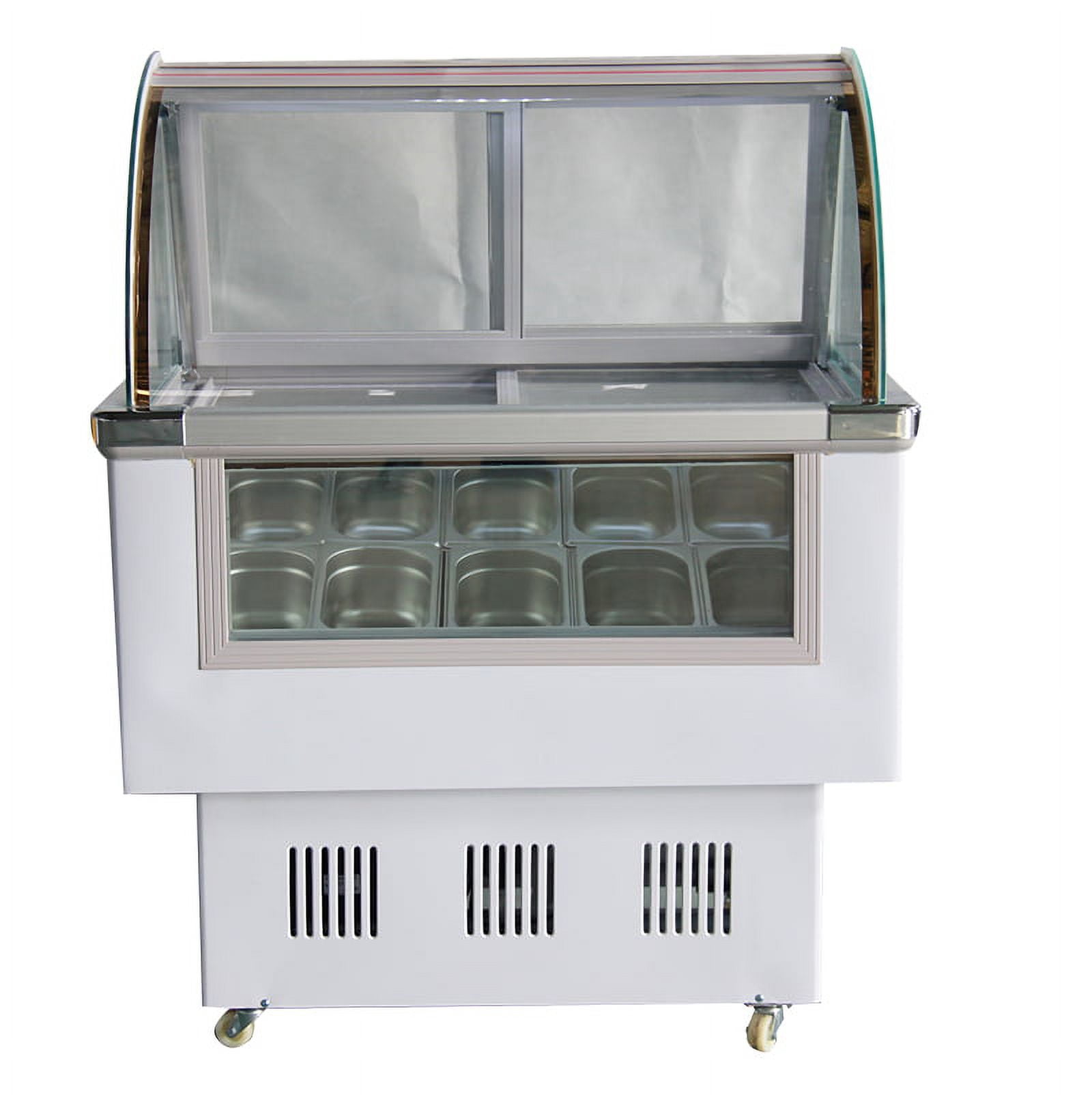 INTBUYING Commercial 10 Pan Hard Ice Cream Showcase Gelato Dipping Cabinet Freezer Display Case 220V