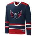 thumbnail image 2 of Men's Starter Navy/Red Washington Capitals Cross Check Jersey V-Neck Long Sleeve T-Shirt, 2 of 3
