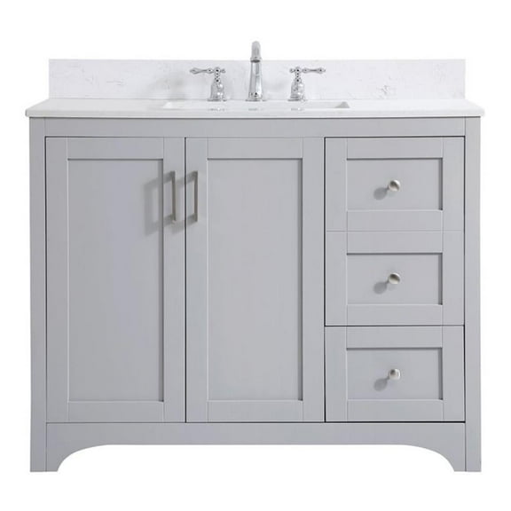 42 inch Single Bathroom Vanity in Grey with Backsplash