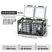 ICECO VL75 ProD Portable Freezer Fridge with AC/DC, 75L Dual Zone 12V Car Fridge Powered by SECOP, 0℉ to 50℉, Electric Cooler for Car, Camping and Home Use [Olive Green Special Edition]
