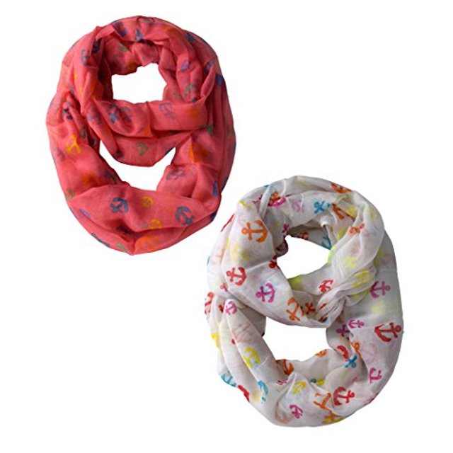 Peach Couture All season Infinity Loop Scarves Chevron Anchor Print