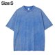 thumbnail image 2 of Camiseta retro de algodón con cuello redondo para hombre y mujer, camisetas casuales holgadas de manga corta con hombros caídos para verano, azul, 2 of 5