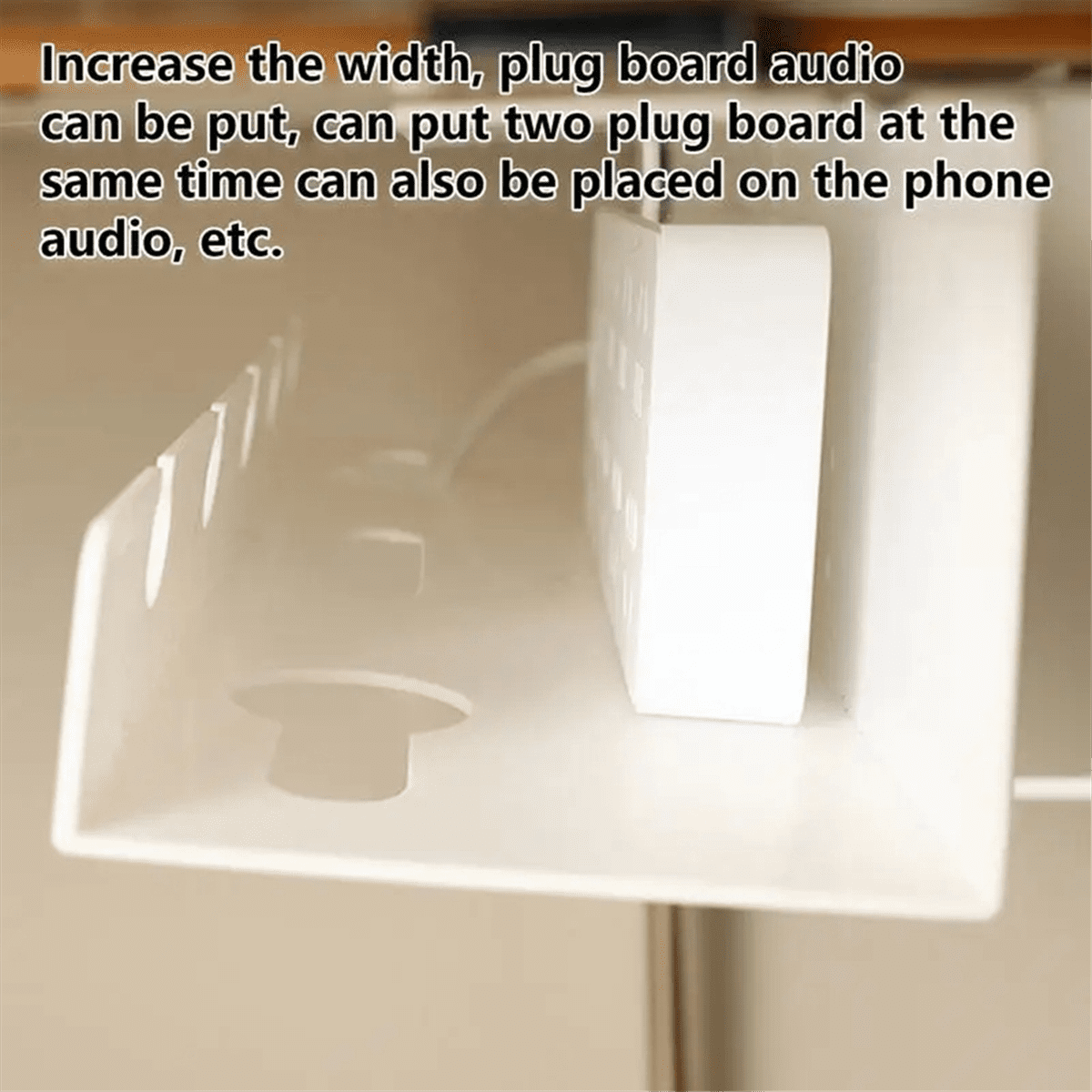 Under Desk Cable Management Tray Self-Adhesive Desk Cable Organizers Perforated Design Cable Hider Strip Holder Black