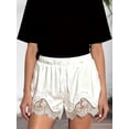 thumbnail image 4 of LMLYSoH Women's Mini Shorts Lace Patchwork Drawstring Elastic Waist Casual Summer Lounge Shorts, 4 of 9