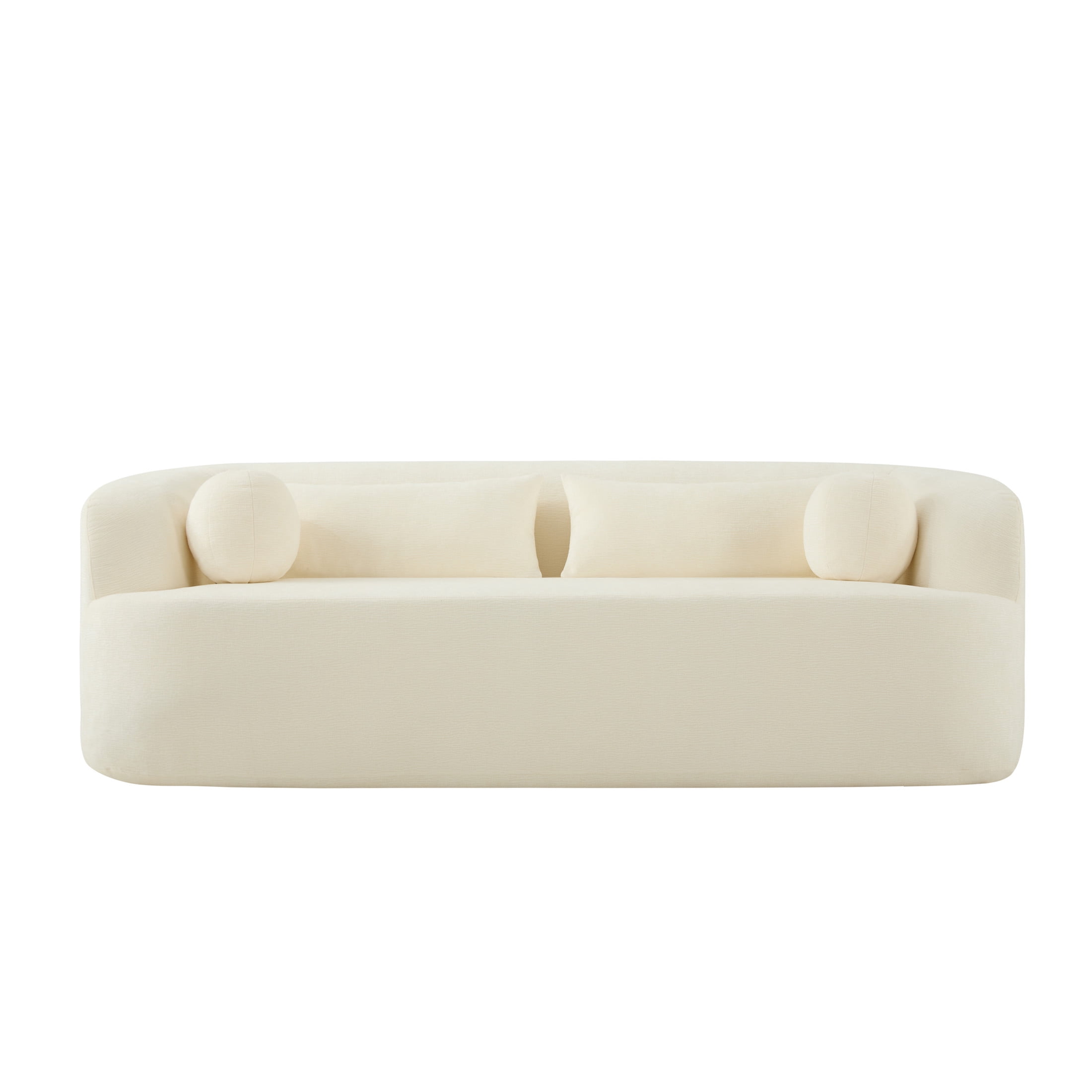 Noble House 86" Modern Chenille Boneless Sofa, 3-Seater Curved Cloud Couch with Pocket Springs for Living Room, Beige