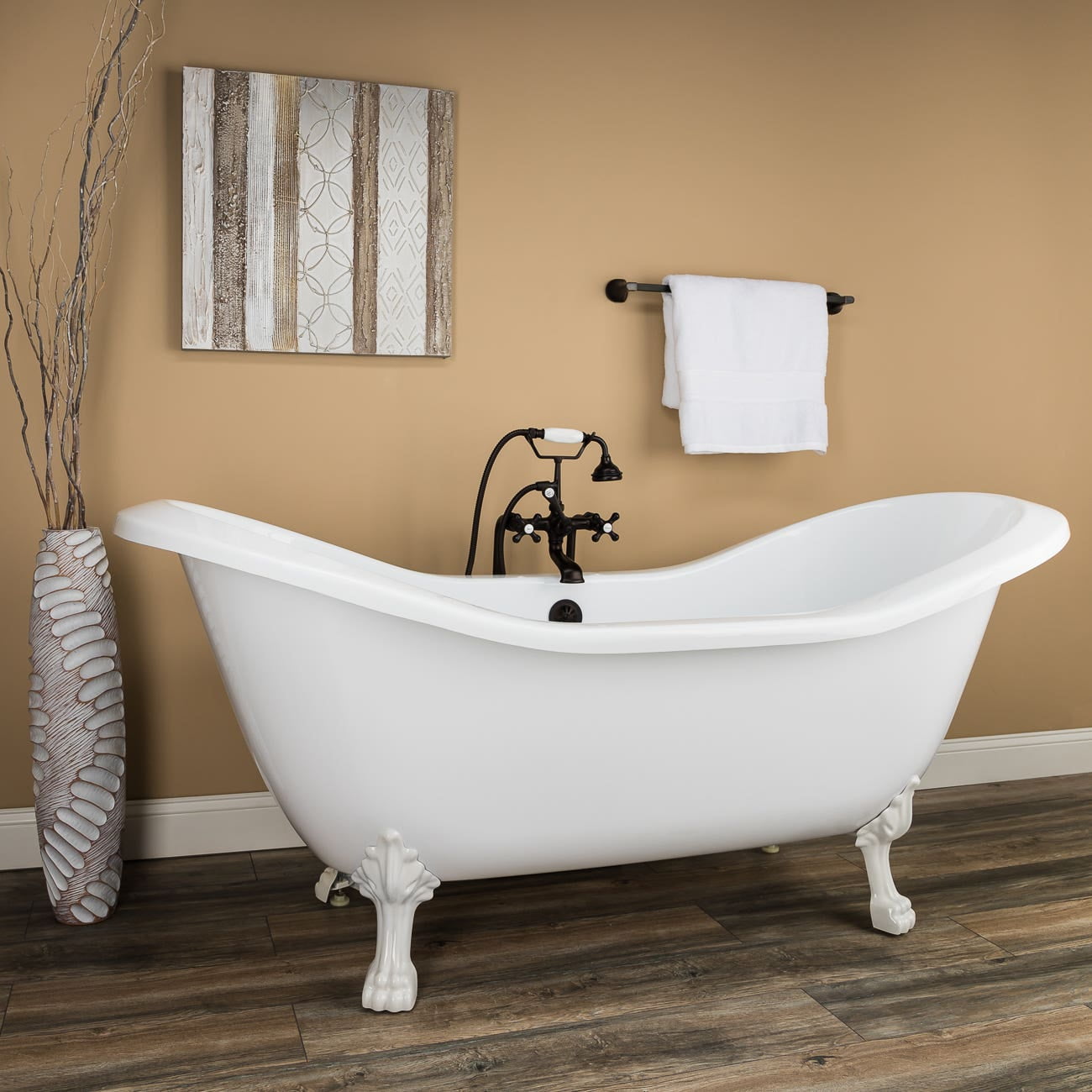 Serenity 72 Inch Acrylic Double Slipper Clawfoot Tub No Faucet