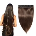 thumbnail image 1 of 100% Human Hair Clip In Hair Extensions 15 Colors Can Curly Dyed Washed 1 Piece/5 Clips Light Brown 18”-50g, 1 of 6
