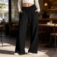 thumbnail image 2 of JIAYUE Women Sweatpants Solid Color Elastic Drawstring Waist Side Pockets Wide Leg Long Pants for Daily Sport Wear, 2 of 5