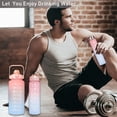 thumbnail image 2 of CrBoelves Motivational Water Bottle 64 oz Pink Plastic with Straw Brush & Sponge Brush, 2 of 8