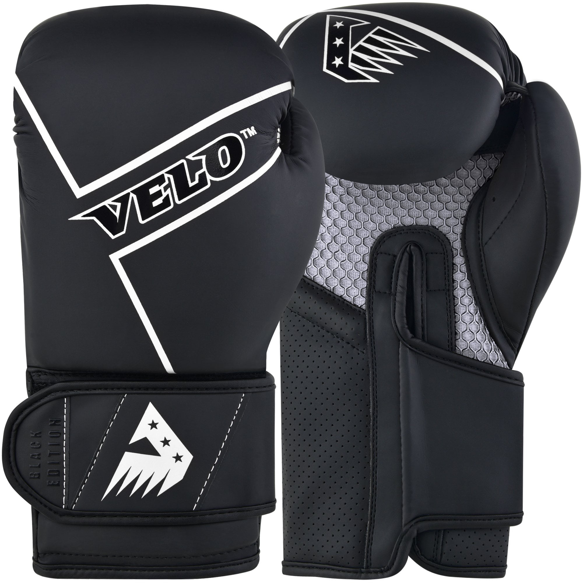 VELO Boxing Pads and Gloves Training Hook Focus Punch Mitts Matt Leather Set 