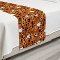 thumbnail image 2 of Halloween Bed Runner, Spooky Cartoon Pattern of Ghost Cats Bats Spiders and Trees, Decorative Accent Bedding Scarf for Hotels Homes and Guestrooms, Twin, Burnt Orange Multicolor, by Ambesonne, 2 of 2