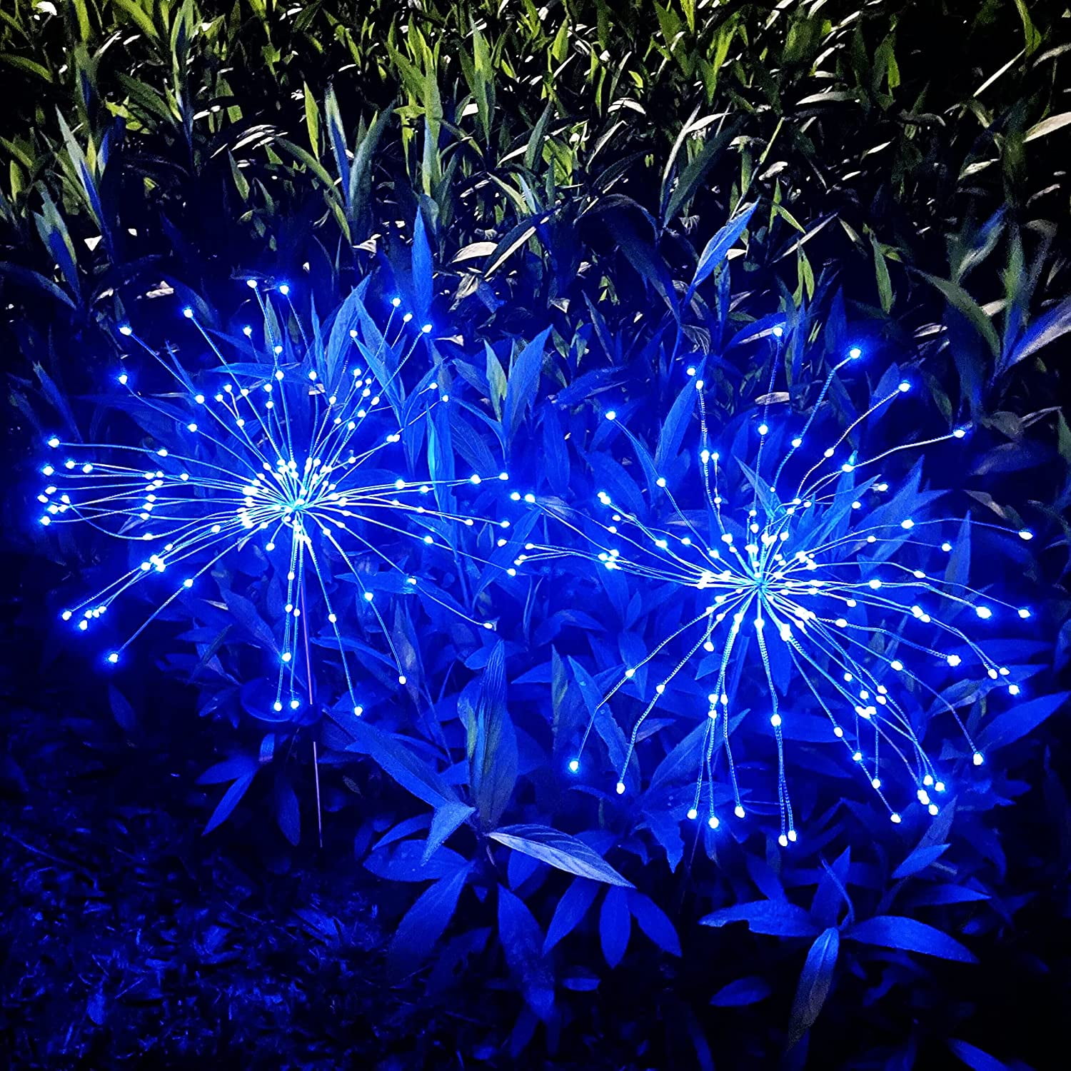 Solar Garden Lights Solar Firework Lights, 2 Pack 120 LEDs 2 Lighting Modes Solar Lights Outdoor Waterproof for Garden Patio Walkway Pathway Party Wedding Christmas Decorative - Blue