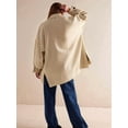 thumbnail image 5 of Women'S City Denim Jacket-Long Sleeve Oversized Boyfriend Style Jean Jacket with Button Up Front Cream White L, 5 of 7