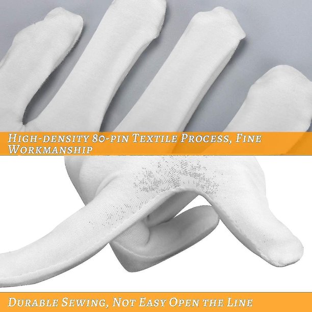 Guantes de algodón, 30 piezas de guantes de algodón blanco para eccema, lavables y resistentes al encogimiento